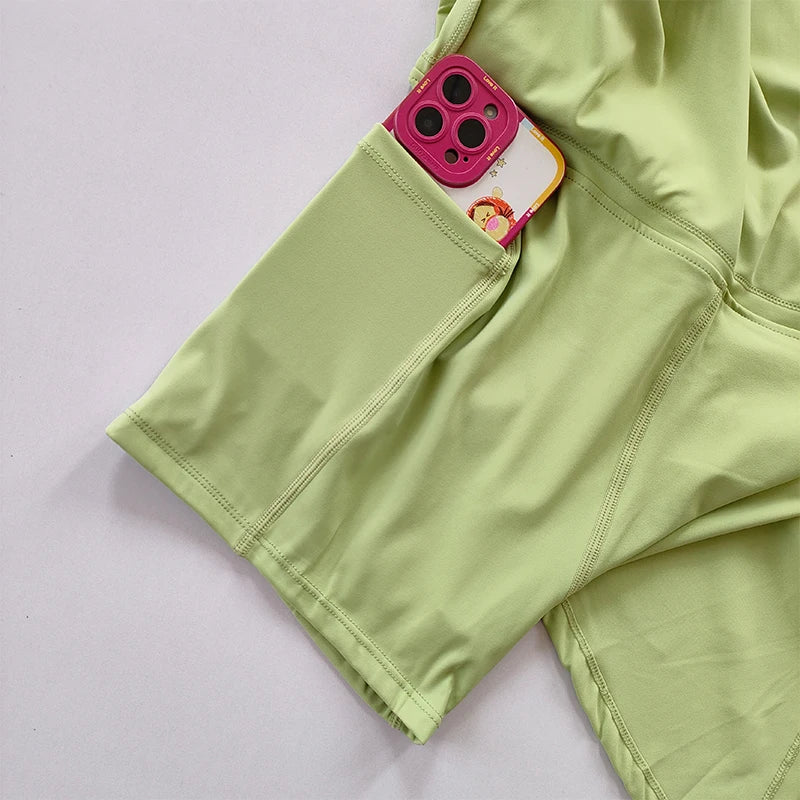 Sports Yoga Skirt Badminton Tennis Skirt Pants Half-Body Quick Drying Pocket Skirt Side Split Strap Skirt Pants for Outwear